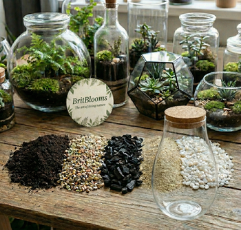 Premium Closed Terrarium DIY Kit–Soil, Gravel, Charcoal, Sand & white Quartz Set