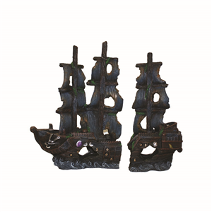 Hugo Ship Decoration – 2-Piece Aquarium & Terrarium Ornament (62 × 17 × 53 cm)