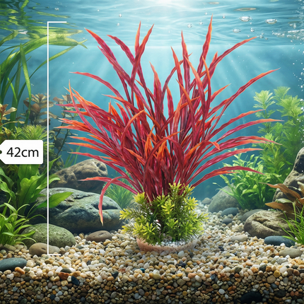 Artificial Aquarium Plant 40 & 42cm – Realistic Tank Decoration with Heavy Base