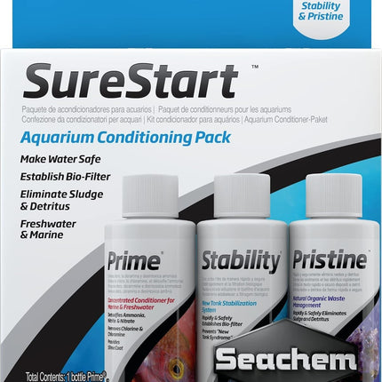 Seachem SureStart Kit – Includes 100ml Bottles of Prime, Stability & Pristine