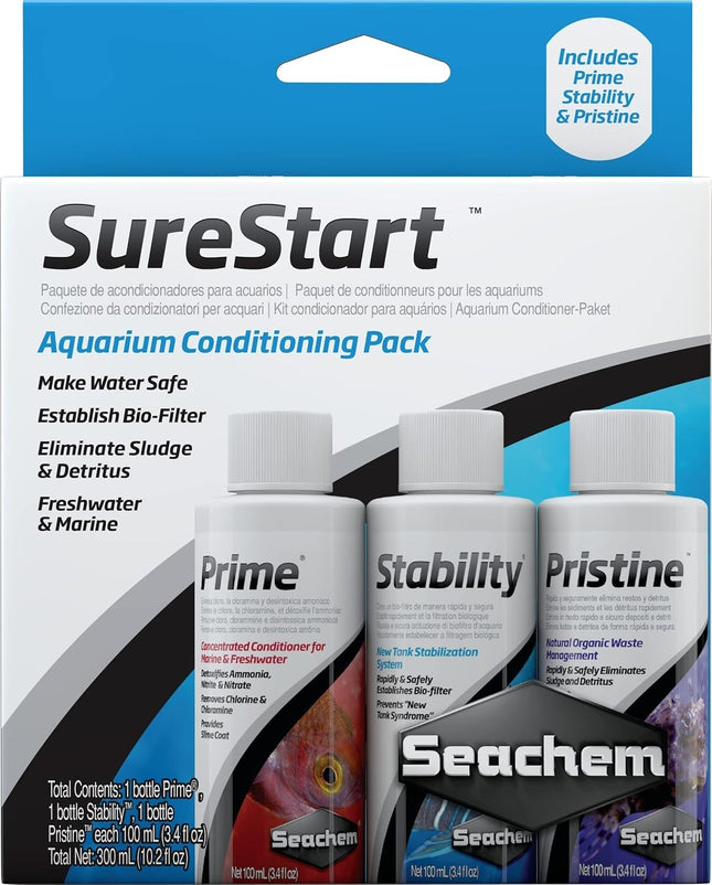 Seachem SureStart Kit – Includes 100ml Bottles of Prime, Stability & Pristine