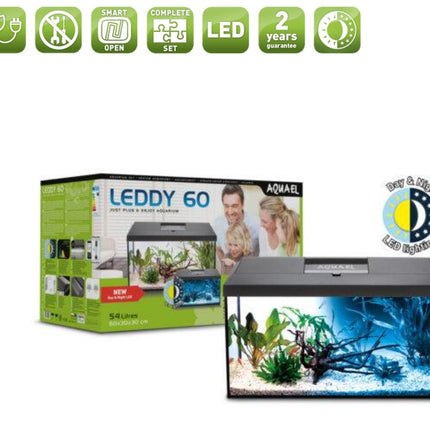 Aquael Leddy 60 Day and Night Aquarium Black