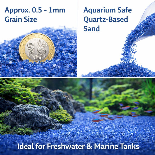 Royal Blue Quartz Aquarium Sand – Premium Decorative Substrate For Aquariums 2KG