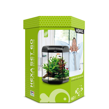 Aquael Hexset 60L Aquarium Black - FREE NEXT DAY DELIVERY
