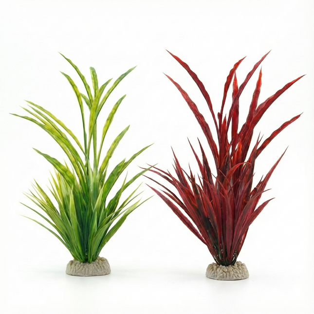 Artificial Aquarium Plant 40 & 42cm – Realistic Tank Decoration with Heavy Base