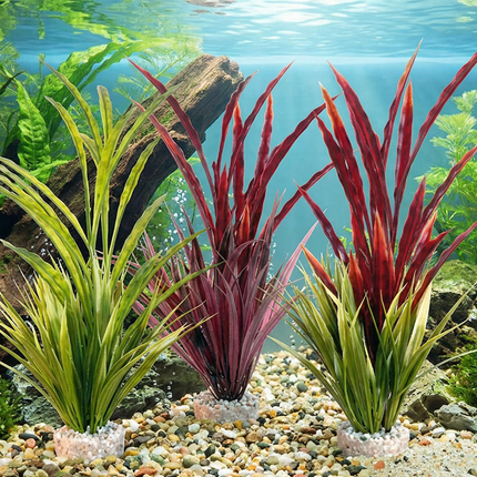 Artificial Aquarium Plant 40 & 42cm – Realistic Tank Decoration with Heavy Base