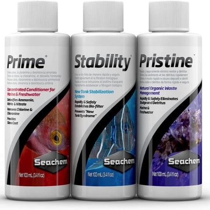 Seachem SureStart Kit – Includes 100ml Bottles of Prime, Stability & Pristine