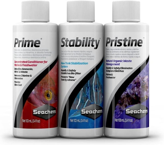 Seachem SureStart Kit – Includes 100ml Bottles of Prime, Stability & Pristine