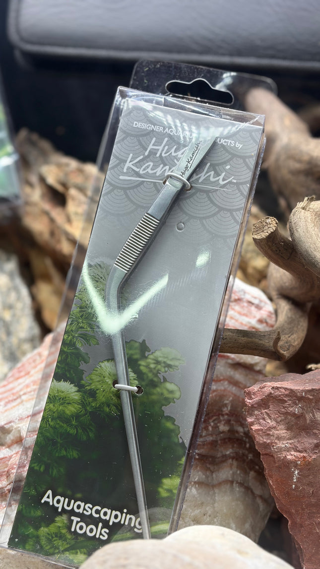 Hugo Kamishi Curved Aquascaping Tweezers – Stainless Steel Plant Pinsettes