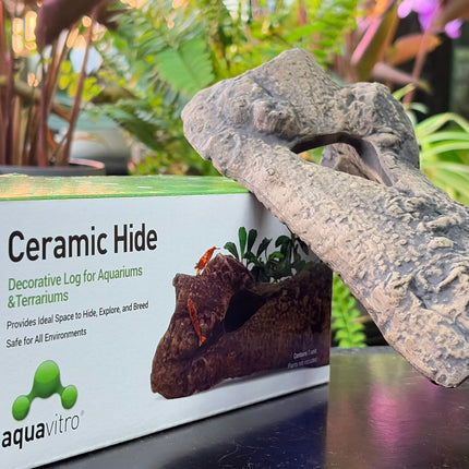 Ceramic Log Hide – Natural Hollow Log Shelter for Aquariums & Terrariums