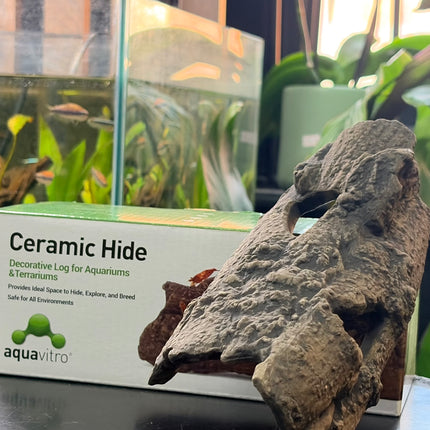 Ceramic Log Hide – Natural Hollow Log Shelter for Aquariums & Terrariums