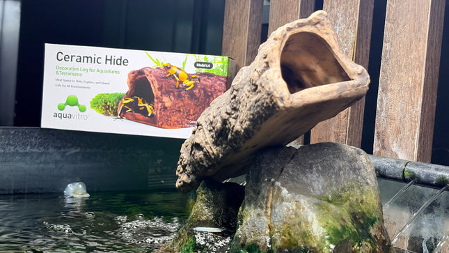 Ceramic Hollow Log Hide – Natural Tree Trunk Shelter for Aquariums & Terrariums